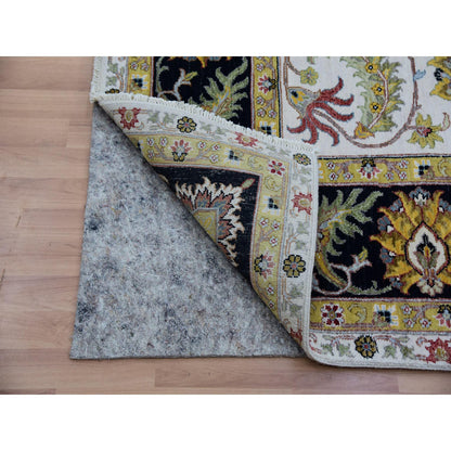 Tribal & Geometric Wool Hand Knotted Rug Ivory Black 7.11X10.1 -O083114
