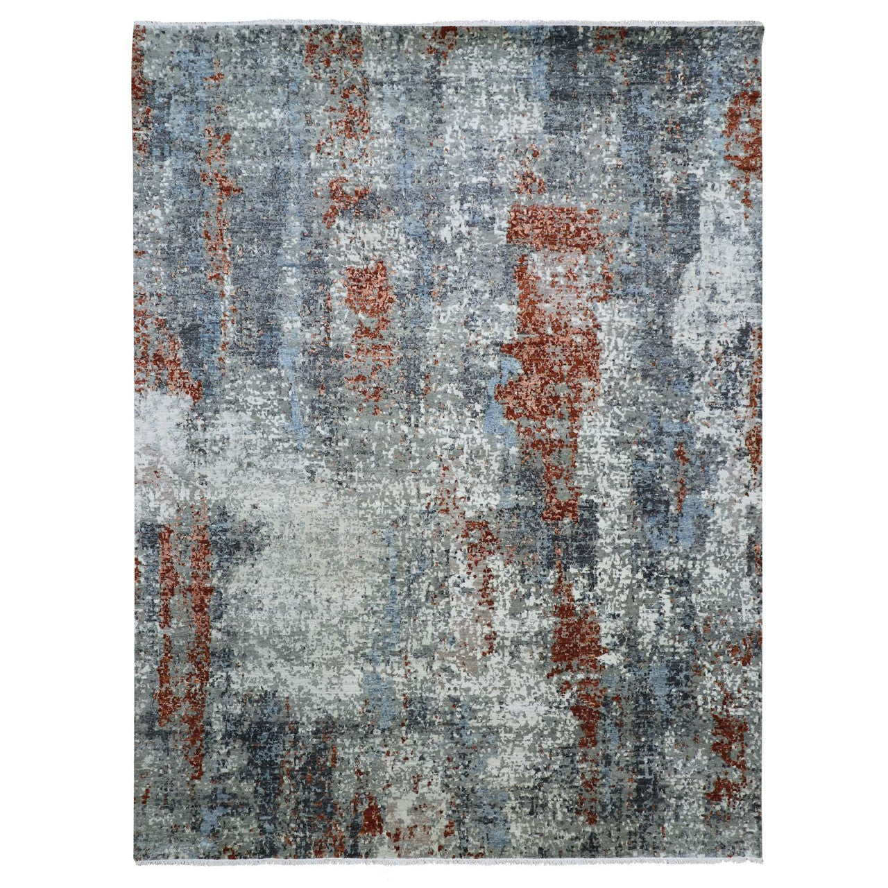 Beige 9'0" x 11'9" Modern and Contemporary Hand knotted Wool Rug - Sku: O083116