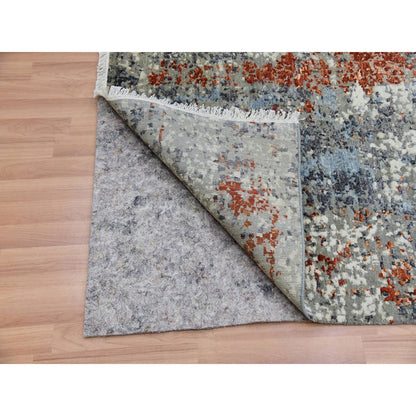 Modern and Contemporary Wool Hand Knotted Rug Beige No Border 9.0X11.9 -O083116