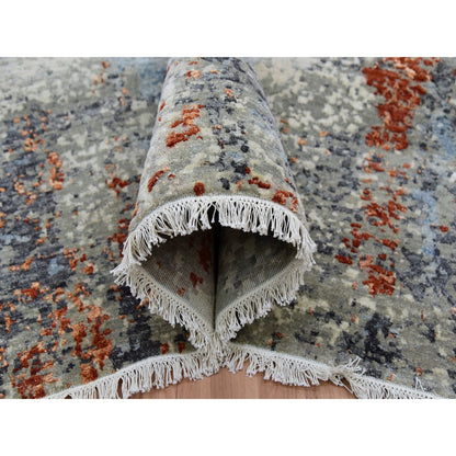 Modern and Contemporary Wool Hand Knotted Rug Beige No Border 9.0X11.9 -O083116