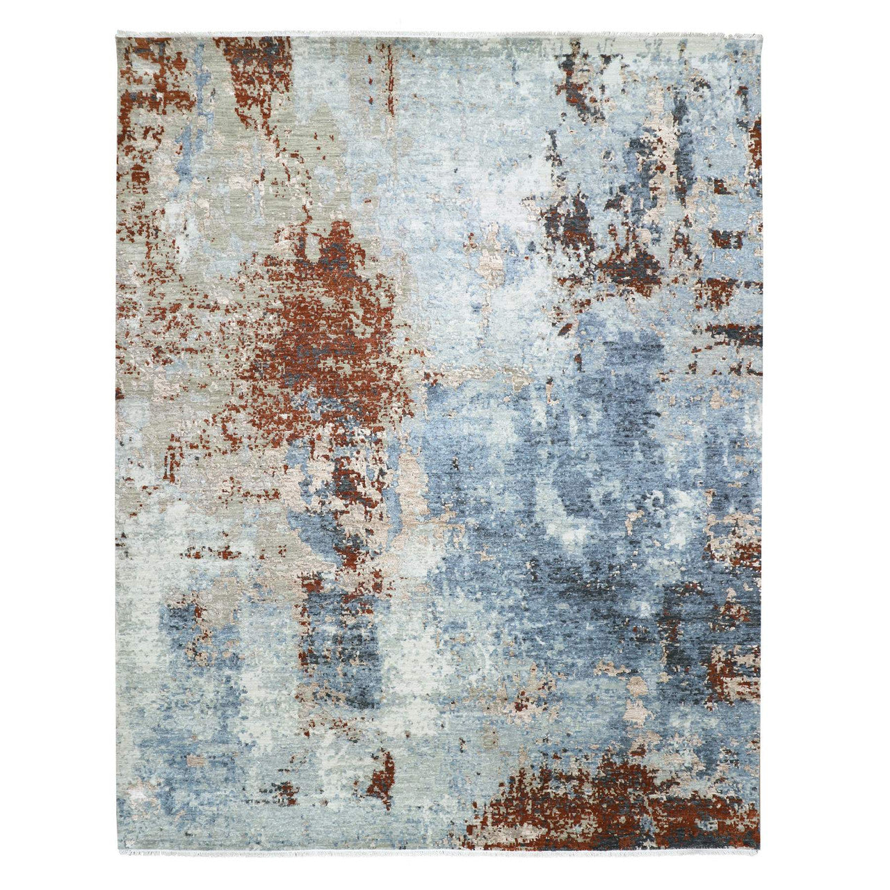 Gray 9'0" x 12'4" Modern and Contemporary Hand knotted Wool Rug - Sku: O083117