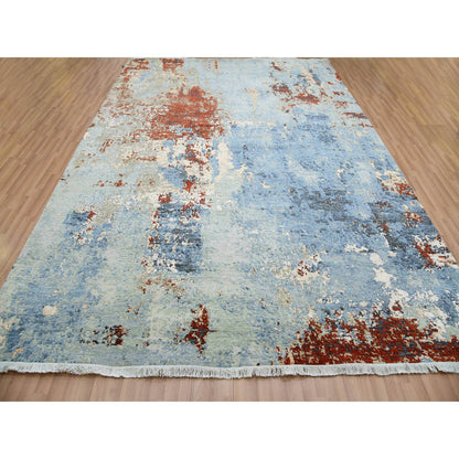 Modern and Contemporary Wool Hand Knotted Rug Grey No Border 9.0X12.4 -O083117