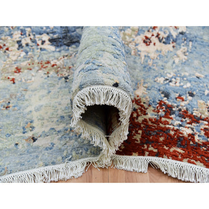 Modern and Contemporary Wool Hand Knotted Rug Grey No Border 9.0X12.4 -O083117