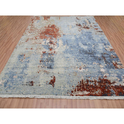 Modern and Contemporary Wool Hand Knotted Rug Grey No Border 8.1X10.6 -O083123