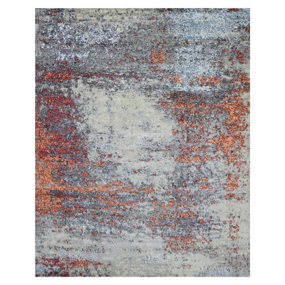 Modern and Contemporary Wool Hand Knotted Rug Beige No Border 8.0X10.1 -O083125