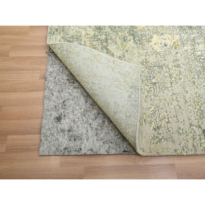 Modern and Contemporary Wool Hand Knotted Rug Green 7.11x10.1 -O083127