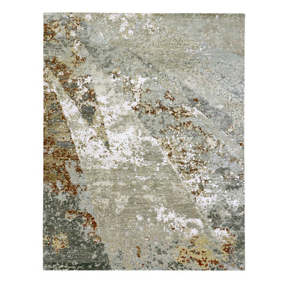 Modern and Contemporary Wool Hand Knotted Rug Grey 7.10x10.1 -O083128