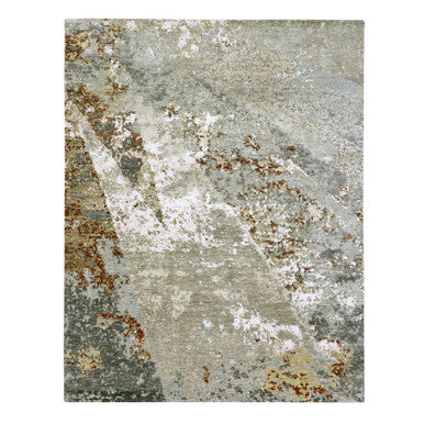 Modern and Contemporary Wool Hand Knotted Rug Grey 7.10x10.1 -O083128