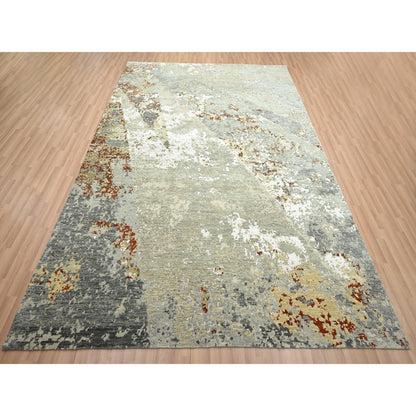 Modern and Contemporary Wool Hand Knotted Rug Grey 7.10x10.1 -O083128