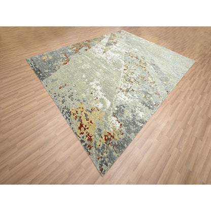 Modern and Contemporary Wool Hand Knotted Rug Grey 7.10x10.1 -O083128
