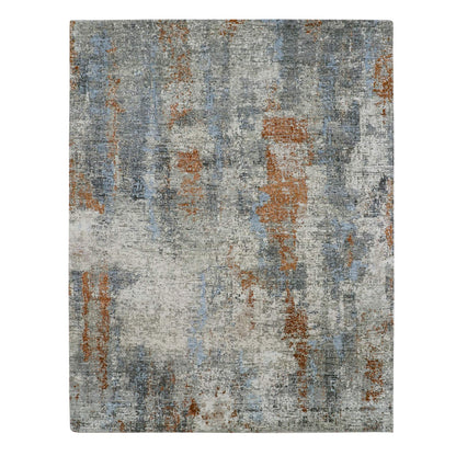 Modern and Contemporary Wool Hand Knotted Rug Green 8.0x10.2 -O083130