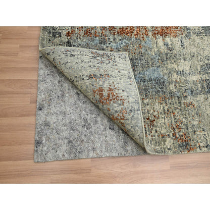 Modern and Contemporary Wool Hand Knotted Rug Green 8.0x10.2 -O083130
