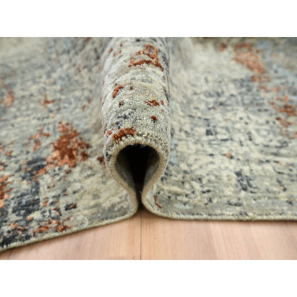 Modern and Contemporary Wool Hand Knotted Rug Green 8.0x10.2 -O083130