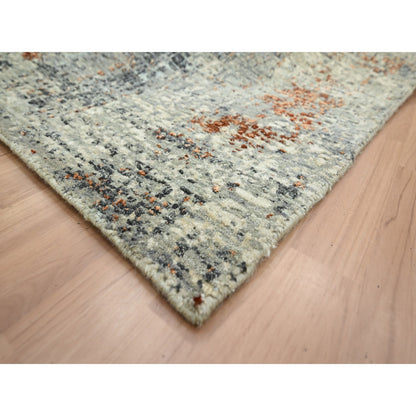 Modern and Contemporary Wool Hand Knotted Rug Green 8.0x10.2 -O083130