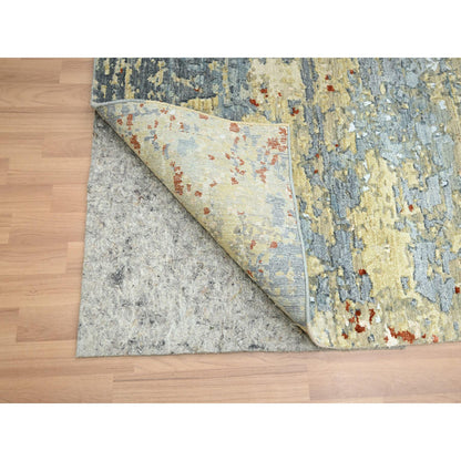 Modern and Contemporary Wool Hand Knotted Rug Green 7.11x10.3 -O083131