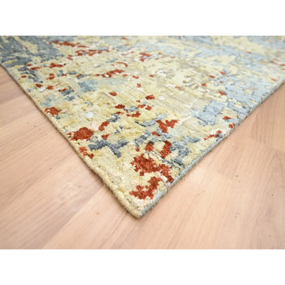 Modern and Contemporary Wool Hand Knotted Rug Green 7.11x10.3 -O083131