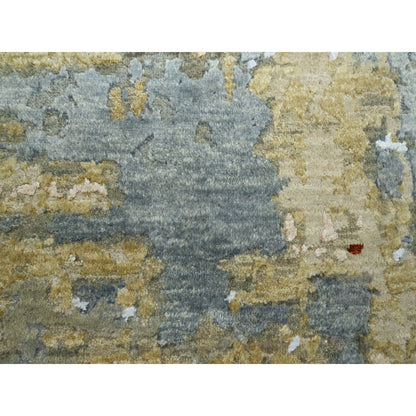 Modern and Contemporary Wool Hand Knotted Rug Green 7.11x10.3 -O083131