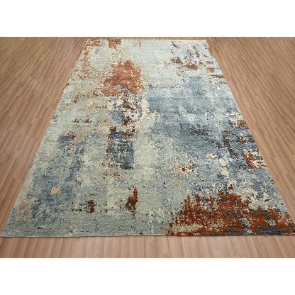 Modern and Contemporary Wool Hand Knotted Rug Grey 8.1x10.2 -O083133