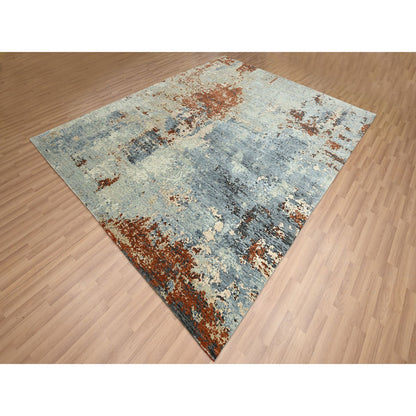 Modern and Contemporary Wool Hand Knotted Rug Grey 8.1x10.2 -O083133