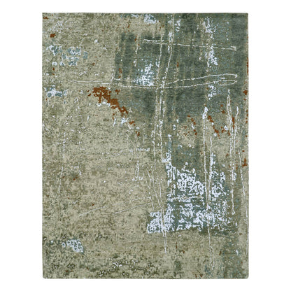 Modern and Contemporary Wool Hand Knotted Rug Beige 7.10x10.2 -O083134