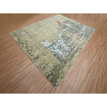 Modern and Contemporary Wool Hand Knotted Rug Beige 7.10x10.2 -O083134
