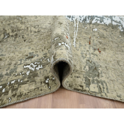 Modern and Contemporary Wool Hand Knotted Rug Beige 7.10x10.2 -O083134