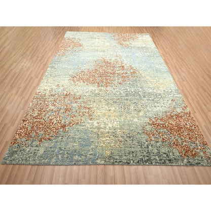 Modern and Contemporary Wool Hand Knotted Rug Red 8.0x10.6 -O083136