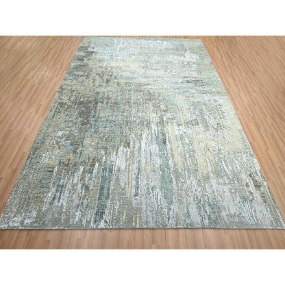 Modern and Contemporary Wool Hand Knotted Rug Grey 8.1x10.0 -O083137