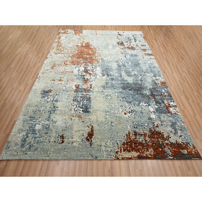 Modern and Contemporary Wool Hand Knotted Rug Red 8.0x10.0 -O083138