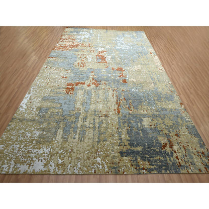 Modern and Contemporary Wool Hand Knotted Rug Blue 9.0x12.8 -O083141