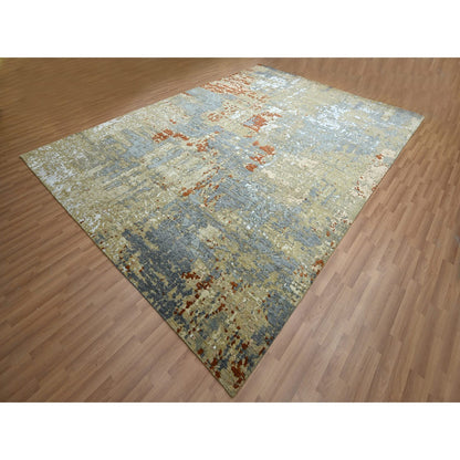 Modern and Contemporary Wool Hand Knotted Rug Blue 9.0x12.8 -O083141