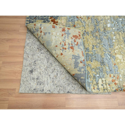 Modern and Contemporary Wool Hand Knotted Rug Blue 9.0x12.8 -O083141