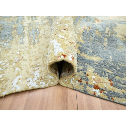 Modern and Contemporary Wool Hand Knotted Rug Blue 9.0x12.8 -O083141
