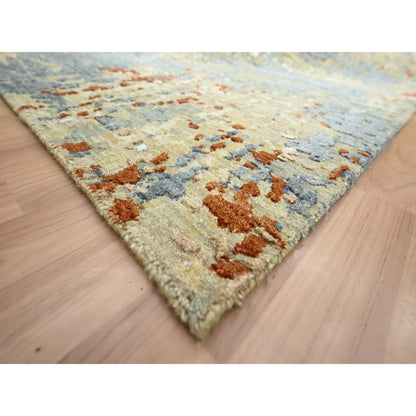 Modern and Contemporary Wool Hand Knotted Rug Blue 9.0x12.8 -O083141