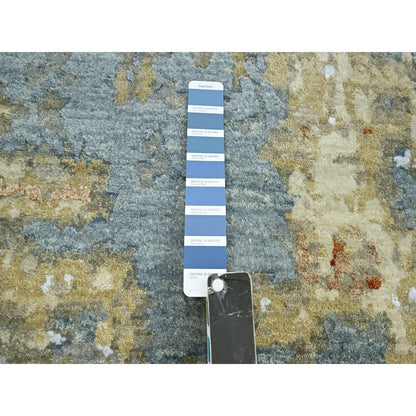 Modern and Contemporary Wool Hand Knotted Rug Blue 9.0x12.8 -O083141