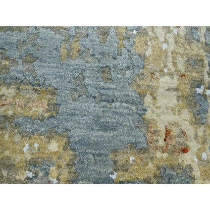 Modern and Contemporary Wool Hand Knotted Rug Blue 9.0x12.8 -O083141
