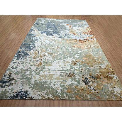 Modern and Contemporary Wool Hand Knotted Rug Grey 8.11x12.0 -O083142