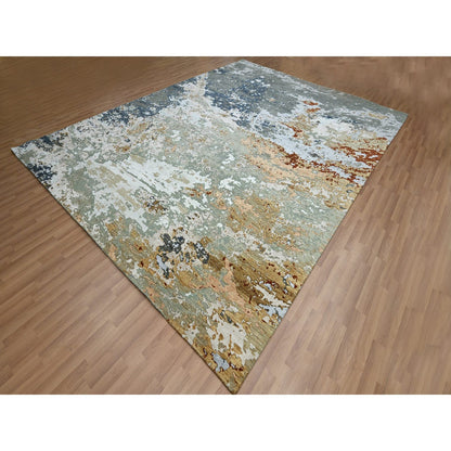 Modern and Contemporary Wool Hand Knotted Rug Grey 8.11x12.0 -O083142