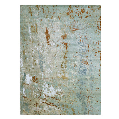 Modern and Contemporary Wool Hand Knotted Rug Green 9.0x12.3 -O083148