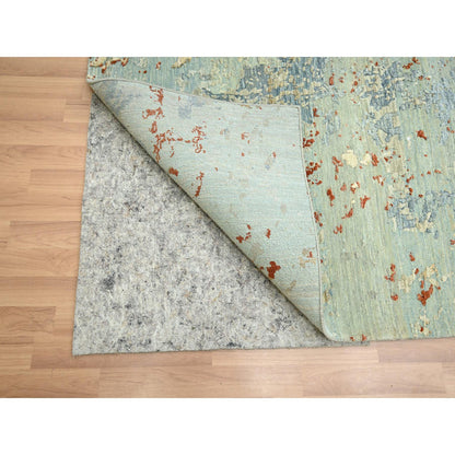 Modern and Contemporary Wool Hand Knotted Rug Green 9.0x12.3 -O083148