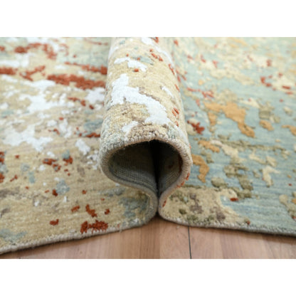 Modern and Contemporary Wool Hand Knotted Rug Green 9.0x12.3 -O083148