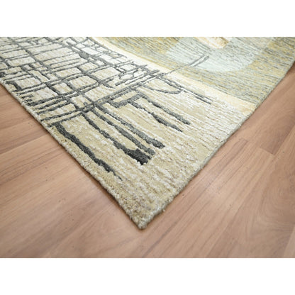 Modern and Contemporary Wool Hand Knotted Rug Brown 8.11x11.9 -O083149