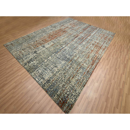 Modern and Contemporary Wool Hand Knotted Rug Beige 9.0x12.3 -O083150