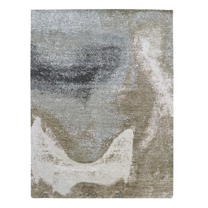 Modern and Contemporary Wool Hand Knotted Rug Grey 9.0x12.0 -O083151