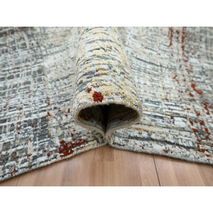 Modern and Contemporary Wool Hand Knotted Rug Grey 9.0x12.3 -O083152