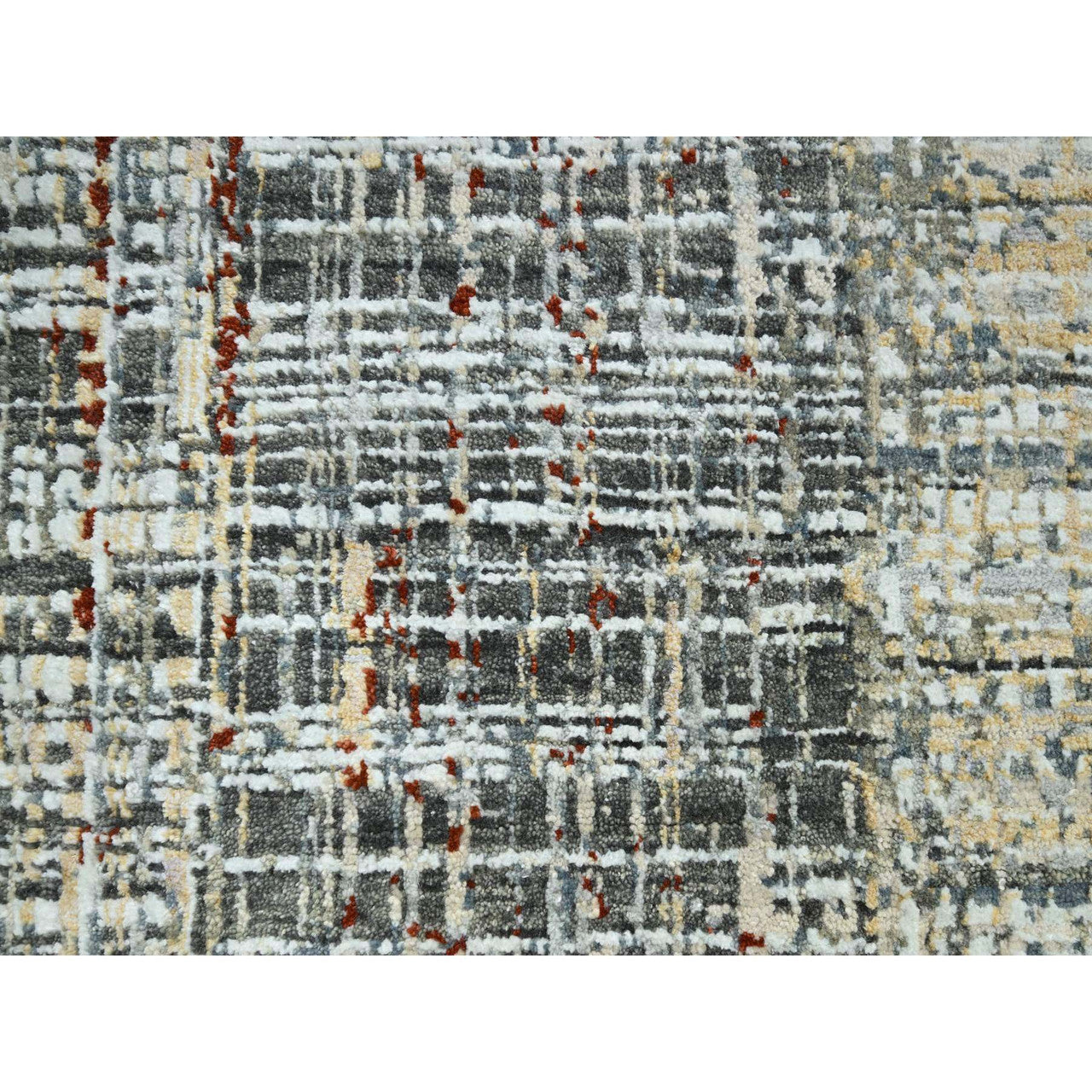 Gray 9'0" x 12'3" Modern and Contemporary Hand knotted Wool Rug - Sku: O083152