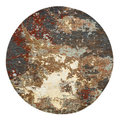 Modern and Contemporary Wool Hand Knotted Rug Brown 6.2x6.2 -O083156