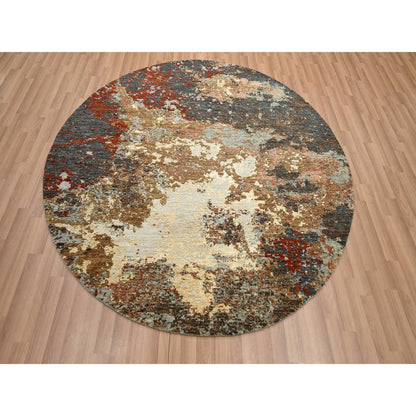Modern and Contemporary Wool Hand Knotted Rug Brown 6.2x6.2 -O083156