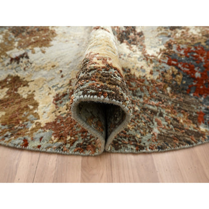 Modern and Contemporary Wool Hand Knotted Rug Brown 6.2x6.2 -O083156