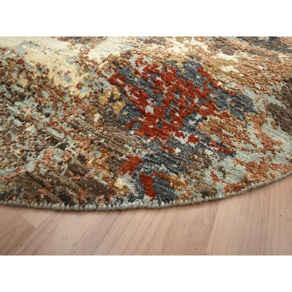 Modern and Contemporary Wool Hand Knotted Rug Brown 6.2x6.2 -O083156